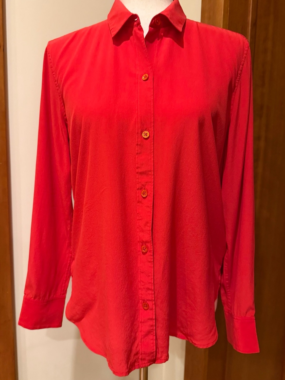 Equipment Red Washable Silk Button-Down Blouse